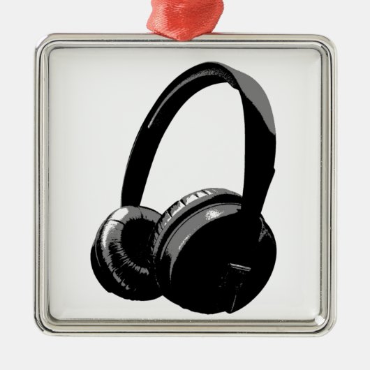 Pop Art Headphone Metalen Ornament (Voorkant)