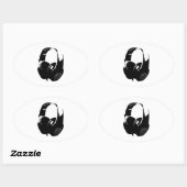 Pop Art Headphone Ovale Sticker (Vel)