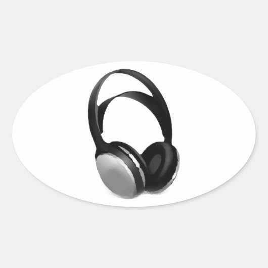 Pop Art Headphone Ovale Sticker (Voorkant)