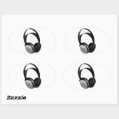 Pop Art Headphone Ovale Sticker (Vel)