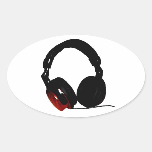 Pop Art Headphone Ovale Sticker (Voorkant)
