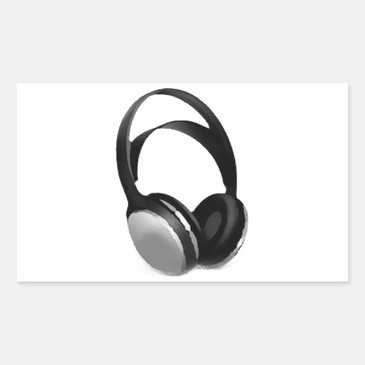 Pop Art Headphone Rechthoekige Sticker (Voorkant)