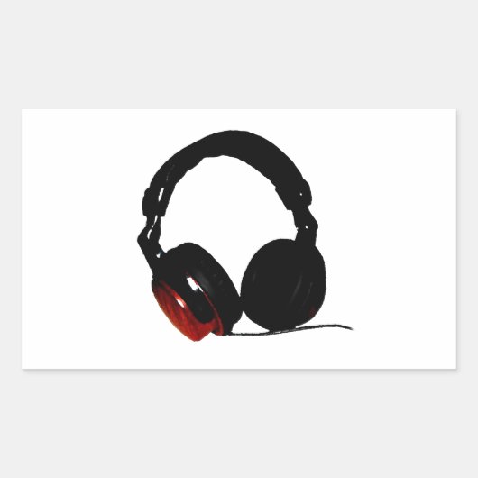 Pop Art Headphone Rechthoekige Sticker (Voorkant)