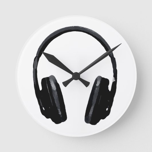 Pop Art Headphone Ronde Klok (Voorkant)