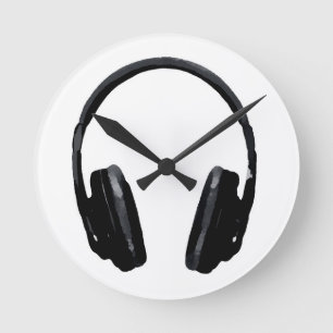 Pop Art Headphone Ronde Klok