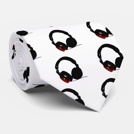 Pop Art Headphone Stropdas (Opgerold)