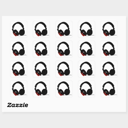 Pop Art Headphone Vierkante Sticker (Vel)