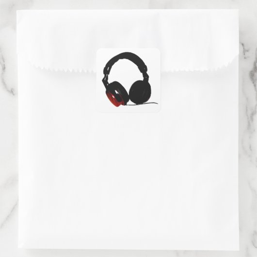 Pop Art Headphone Vierkante Sticker (Tas)