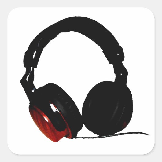 Pop Art Headphone Vierkante Sticker (Voorkant)