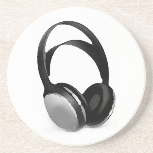 Pop Art Headphone Zandsteen Onderzetter (Voorkant)