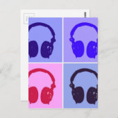 Pop Art Headphones Briefkaart (Voorkant / Achterkant)