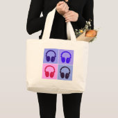 Pop Art Headphones Grote Tote Bag (Voorkant (product))