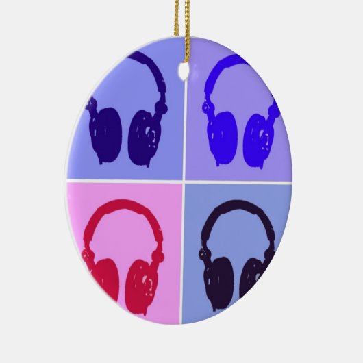 Pop Art Headphones Keramisch Ornament (Rechts)