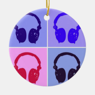 Pop Art Headphones Keramisch Ornament