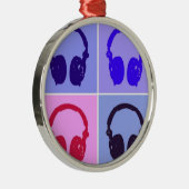 Pop Art Headphones Metalen Ornament (Rechts)
