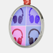 Pop Art Headphones Metalen Ornament (Links)