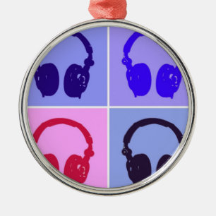Pop Art Headphones Metalen Ornament