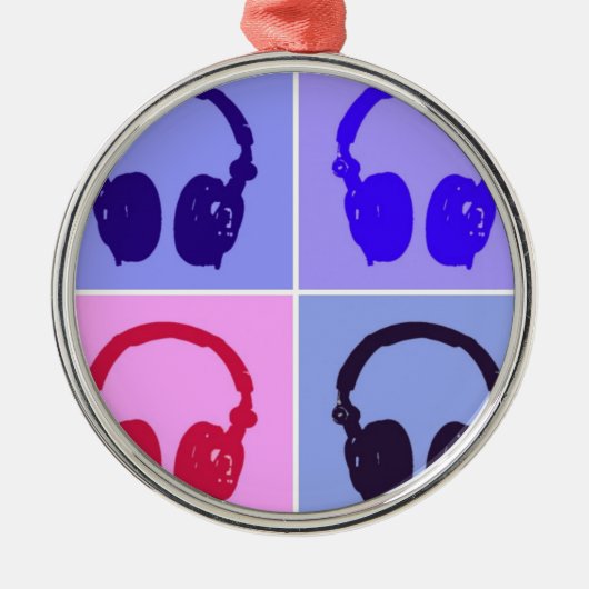 Pop Art Headphones Metalen Ornament (Voorkant)