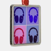 Pop Art Headphones Metalen Ornament (Rechts)