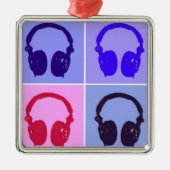 Pop Art Headphones Metalen Ornament (Voorkant)