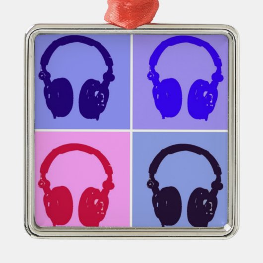 Pop Art Headphones Metalen Ornament (Voorkant)
