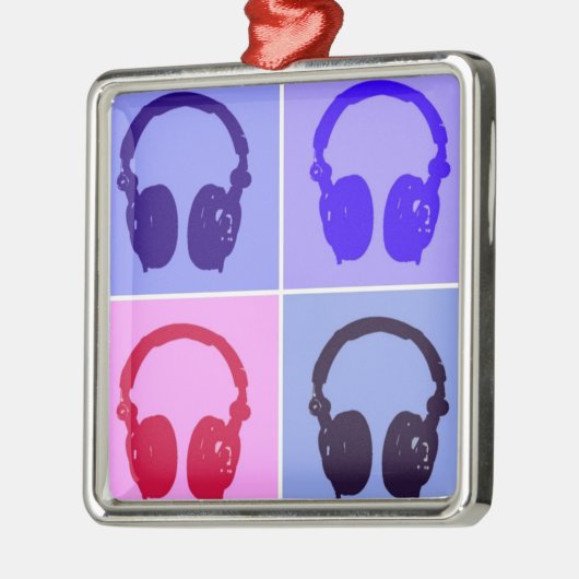 Pop Art Headphones Metalen Ornament (Links)