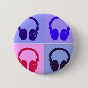 Pop Art Headphones Ronde Button 5,7 Cm