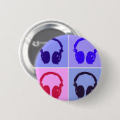 Pop Art Headphones Ronde Button 5,7 Cm (Voorkant /achterkant)