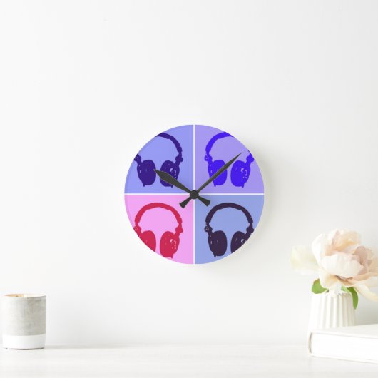 Pop Art Headphones Ronde Klok (Huis)