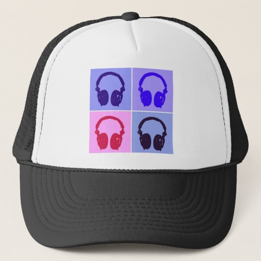 Pop Art Headphones Trucker Pet (Voorkant)