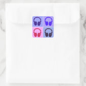 Pop Art Headphones Vierkante Sticker (Tas)