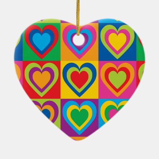 Pop Art Hearts Keramisch Ornament (Achterkant)