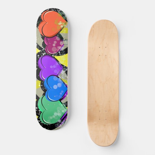 Pop Art Hearts Skateboard Deck (Voorkant)