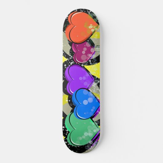 Pop Art Hearts Skateboard Deck (Voorkant)