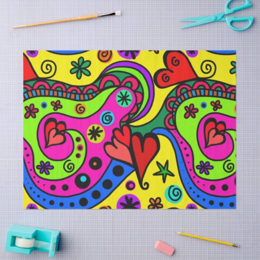 pop Art Hearts tissue papier (Craft)