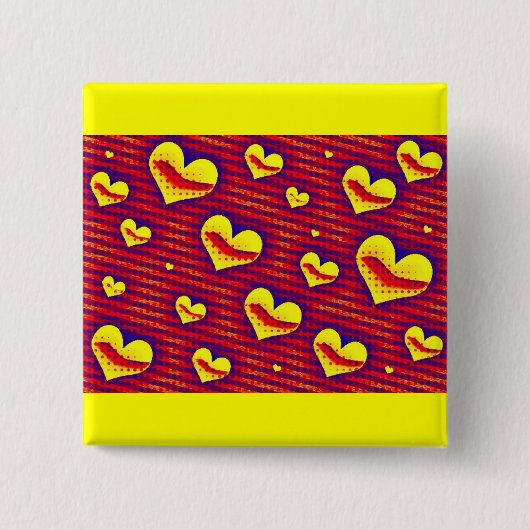 Pop Art Hearts Vierkante Button 5,1 Cm (Voorkant)