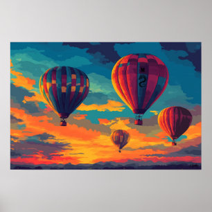 Pop Art-heet luchtballon - Avontuur in de lucht Poster