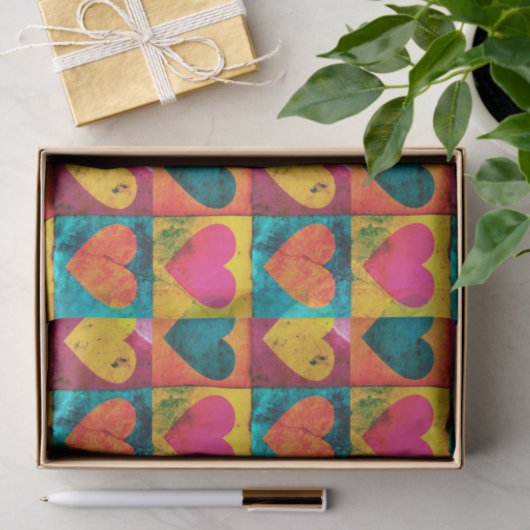 Pop Art Helder Verdrietig Hartpatroon Tissuepapier (Geschenk)