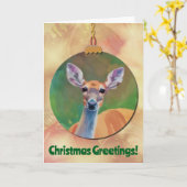 Pop Art Herten Dieren Kunst Kerst Vakantie Kaart (Gele Bloem)