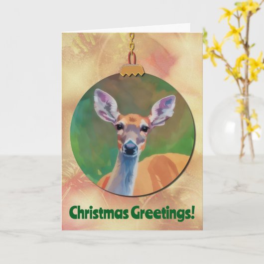 Pop Art Herten Dieren Kunst Kerst Vakantie Kaart (Gele Bloem)