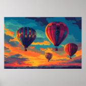 Pop Art Hete Luchtballon - Avontuur in de lucht Poster (Voorkant)