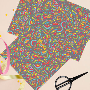 Pop Art Hippy Kleurig Doodlepatroon Tissuepapier