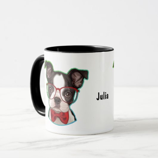 Pop Art Hipster Boston Terrier Dog Mok (Voorkant links)