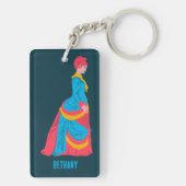 Pop Art Historische Vrouw in Bustle Dress Custom Sleutelhanger (achterkant)