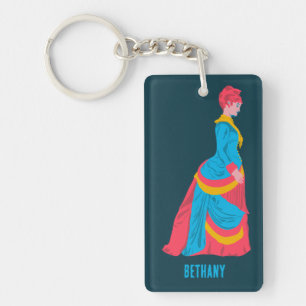 Pop Art Historische Vrouw in Bustle Dress Custom Sleutelhanger