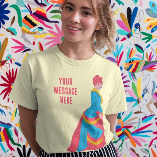 Pop Art Historische Vrouw in Bustle Dress Custom T-shirt