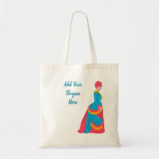 Pop Art Historische Vrouw in Bustle Dress Custom Tote Bag (Voorkant)