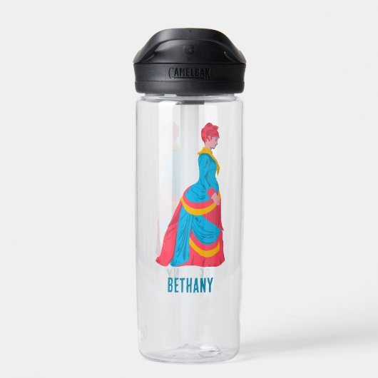 Pop Art Historische Vrouw in Bustle Dress Custom Waterfles (Achterkant)