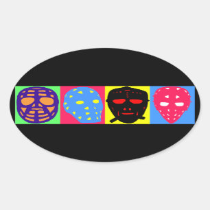 Pop Art Hockey Goalie maskers Ovale Sticker