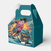 Pop Art Hockey Speler Verjaardag Bash Bedankdoosjes (Achterkant)